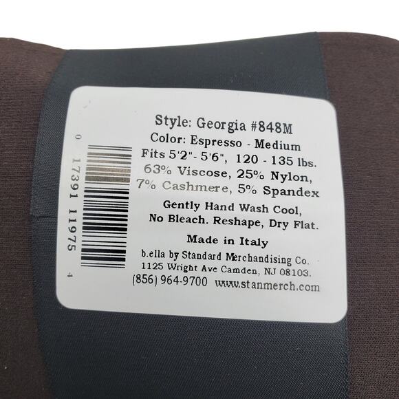 Italian Cashmere Tight Espresso Brown MEDIUM B.ella Georgia Viscose Blend NWT - Picture 5 of 6